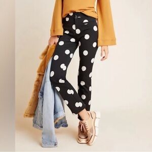Anthropologie Black and White Polka Dot Cropped Pants